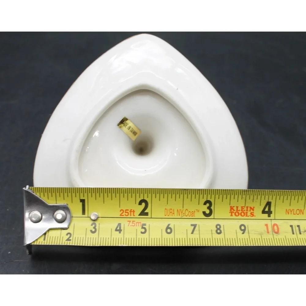 Vintage Heart Shaped Ring Holder Trinket Dish 3D Floral Porcelain Jewelry Stand